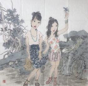 陈少立老师人物作品《少女》名家手绘真迹 写意 人物国画 送礼收藏 现代人物装饰画