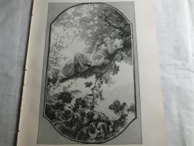 【现货 包邮】1890年木刻版画《仙女》 （Nymphe） 尺寸约41*28厘米（货号 M6）