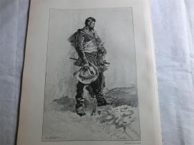 【现货 包邮】1890年木刻版画《从法兰德斯返回》 （Rückkehr aus Flandern） 尺寸约41*28厘米（货号 M6）