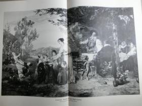 【现货 包邮】1884年巨幅木刻版画《愉快的夏天》 ( Sommerlust) 尺寸约54.2*40.8厘米 （货号100475）