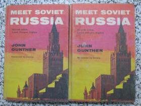 五六十年代毛边本 英文原版书《MEET SOVIET RUSSLA》苏联的满足 JOHN GUNTHER 国外捐赠西宁英语培训中心图书馆旧藏书