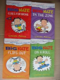 Big Nate  英文原版 少儿漫画版 四册合售 ：in the zoo；GOES FOR BROKEN;FLIPS OUT;ON A ROLL