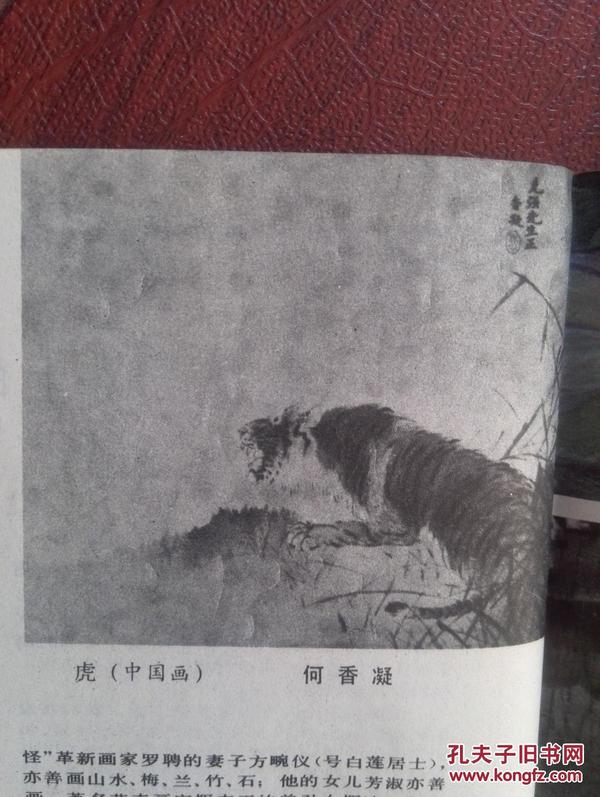 美术插页（单张）何香凝国画《虎》，潘景友文章《中国历史上的女画家》