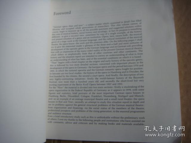 German Opera - Then and Now:reflections and Investigations on the history and Present state of the German Musical Theatre 《德国剧院的往生今世》 大16开插图本