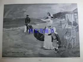 【现货 包邮】1890年木刻版画《那道彩虹》（Regenbogen） 尺寸约41*29厘米（货号 18023）