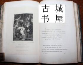 稀缺  ，法语版《梅森尼亚诗歌2卷合1》8幅版画插图，1824年巴黎出版，精装