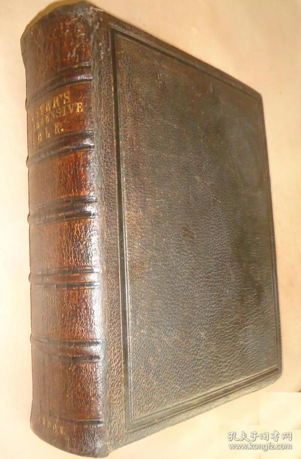 1868年《神圣经典》 全大丘纹摩洛哥山羊皮豪华装桢 超大开本 手书家族谱 配补插图