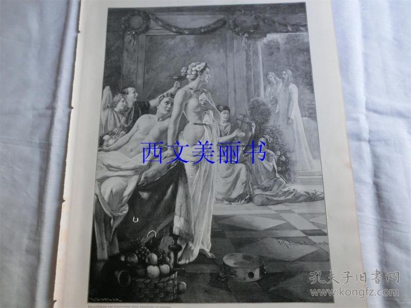 【现货 包邮】1900年木刻版画《Magdalenas Bekehrung》尺寸约41*29厘米 （货号 18022）