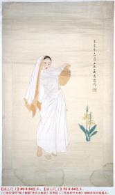 已故近现代海上画派著名女画家◆吴青霞《工笔重彩仕女画》细绫原裝旧裱镜心◆手绘名人旧字画人物画.。