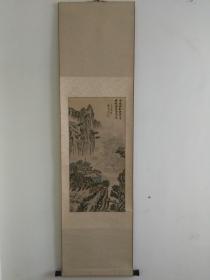 湖北省博物馆老馆员蔡明实国画山水“界画”，立轴原装原裱（机裱），品好包快递。