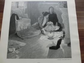【现货 包邮】1890年木刻版画《受害者》Das Opfer   尺寸约41*29厘米（货号100310）