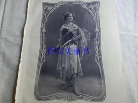 【现货 包邮】1890年平版印刷画《弥特夫人》（madame miette）尺寸约41*29厘米（货号 18020）