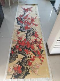 田成喜巨幅作品  红梅报春 保存不好 有霉迹 水迹.
