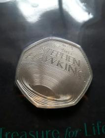 英国2019年斯蒂芬·霍金纪念币50便士黑洞纪念币 英国皇家造币厂（原装配册）保真品