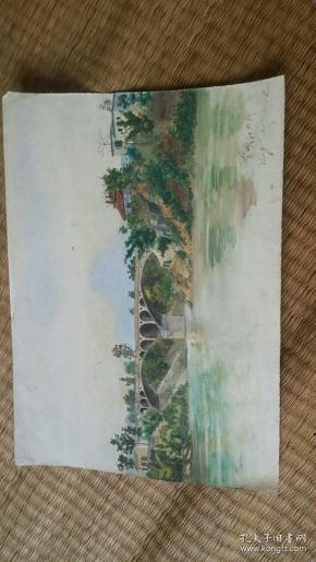 写生水粉画金城江大桥