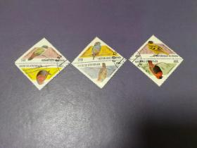 贝宁邮票1999年 濒危国家鸟类 三角形异行邮票  6全 （盖销）