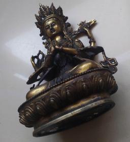藏传移动金铜佛像 高21cm