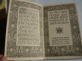 英文古旧书 The Two boyhoods,and other select passages by JOHN RUSKIN
