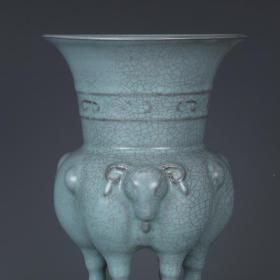 ★秒杀1280★精品瓷器■【★★宋汝窑天青釉三羊尊