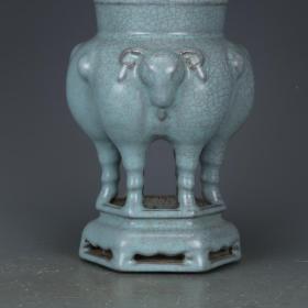 ★秒杀1280★精品瓷器■【★★宋汝窑天青釉三羊尊