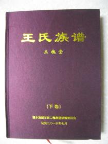 王氏族谱（三槐堂。下卷。湖南省张家界市慈利县江垭镇美世村、三双村、鹤峰县中营乡红岩村、赵家岗土家族乡朱木村等地。内容有：美世坪王氏支系；湖南鹤峰中营乡红岩村支系；三双重三公支系；其它支系；赵家岗必远公支系）