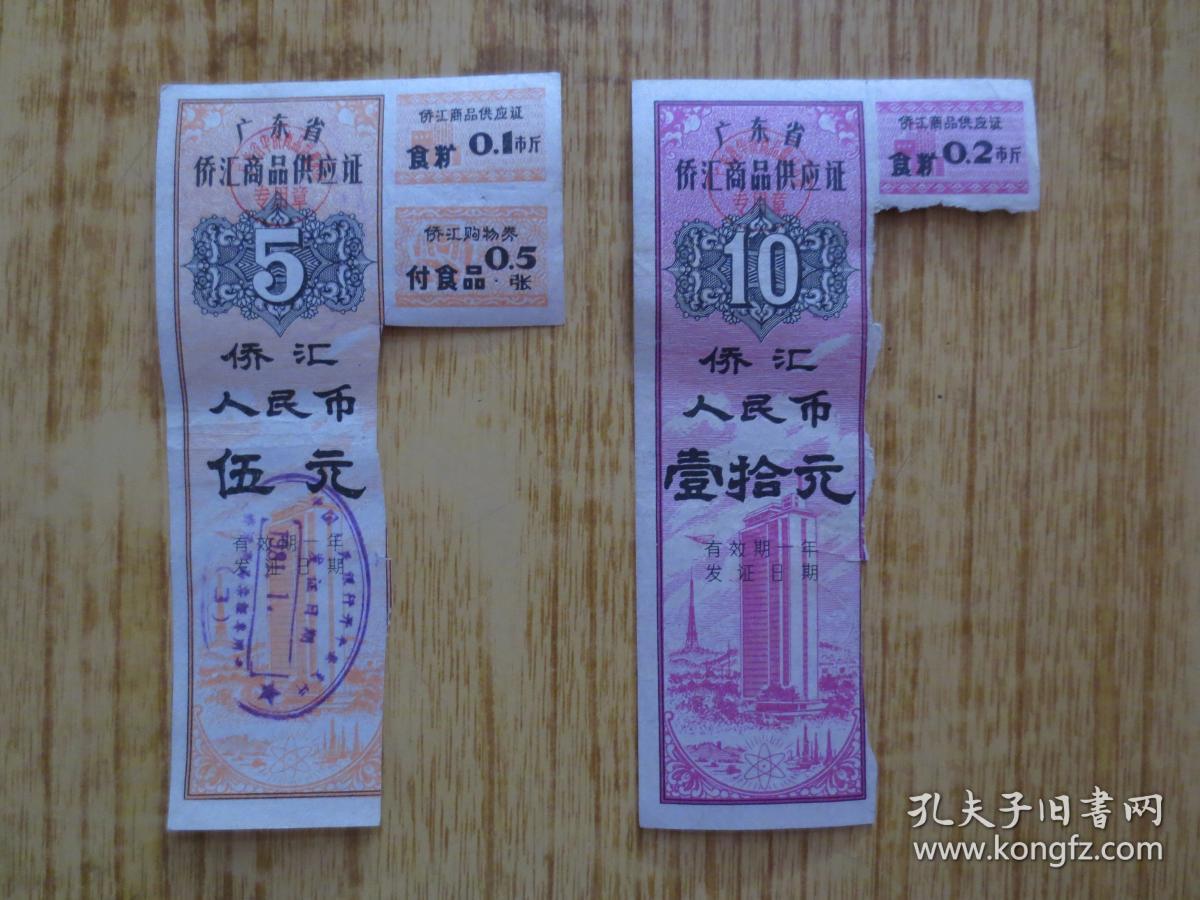 1981年广东省侨汇商品供应证-不全