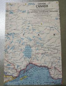 National Geographic国家地理杂志地图系列之1963年7月 Central Canada  加拿大中部地图