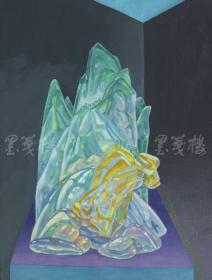 著名职业画家 张 洪菠 布面丙烯画作品“山水空间”一幅 已裱框（作品得自于艺术家本人,画芯尺寸：40*30cm，外框尺寸：44*34.5cm）HXTX108126