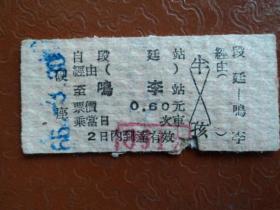 1966年（351次山西段廷----鸣李）列车票