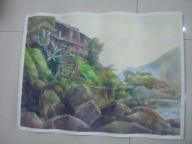 大幅无款水彩画2,约75*57厘米