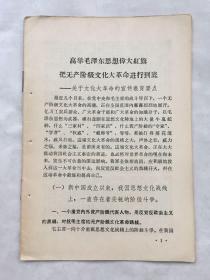 高举毛泽东思想伟大红旗把无产阶级*****进行到底