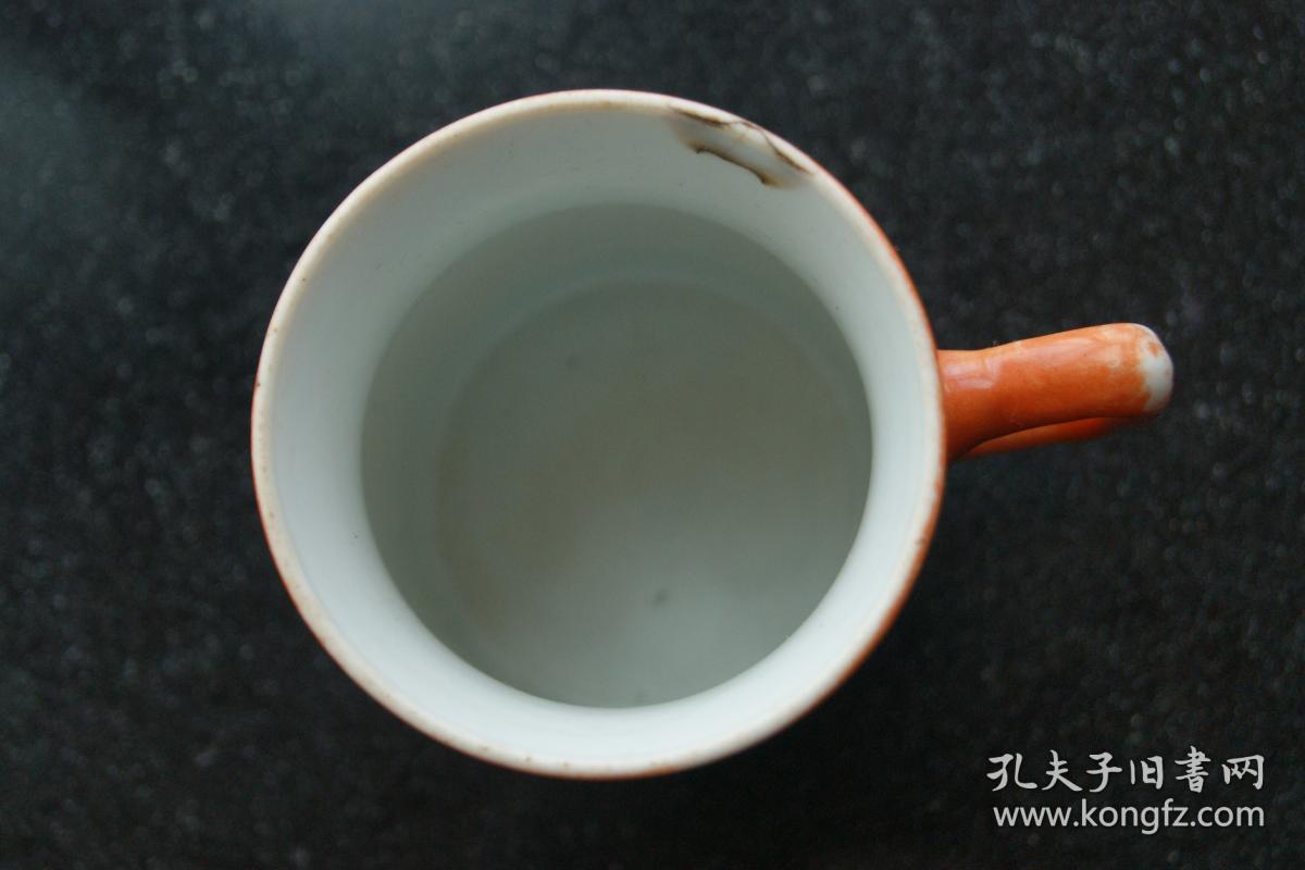 景德镇第四瓷厂珊瑚红喜鹊登梅茶杯