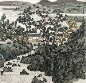 【本店只做真迹】童森森/河南省商水县人，1991年出生，2016年毕业于首都博物馆画院山水班，师从许俊、韩学中。河南省美术家协会会员。斗方山水作品1（68×68cm）