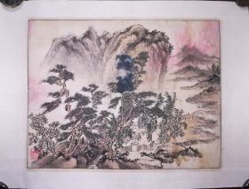 自藏陕西近代著名书法家何连三隐居图一幅，(为其作山水孤品、仅见品)