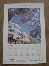 1989年 年历缩样散页画一张：玉树琼花