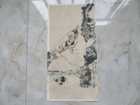 衢州著名画家 翰公欧阳建华 人物画，已托背，尺寸67*34。【包邮快递】