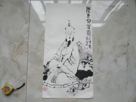 衢州著名画家 翰公欧阳建华 人物画2，已托背，尺寸67*34。【包邮快递】