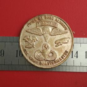 A256旧铜美国飞机陆军军需官我肯定会一直挑战空降硬币铜牌章珍收藏