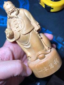 黄杨木雕 发财神器摆件收藏品木雕像木造像