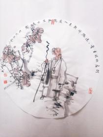 李兆虬先生圆扇面！李兆虬，1957年生，山东高密人，山东城市出版传媒集团美术总监，中国美术家协会会员，山东师范大学艺术硕士校外导师，济南市美术家协会副主席。

李兆虬，1957年生，山东高密人，山东城市出版传媒集团美术总监，中国美术家协会会员，山东师范大学艺术硕士校外导师，济南市美术家协会副主席。