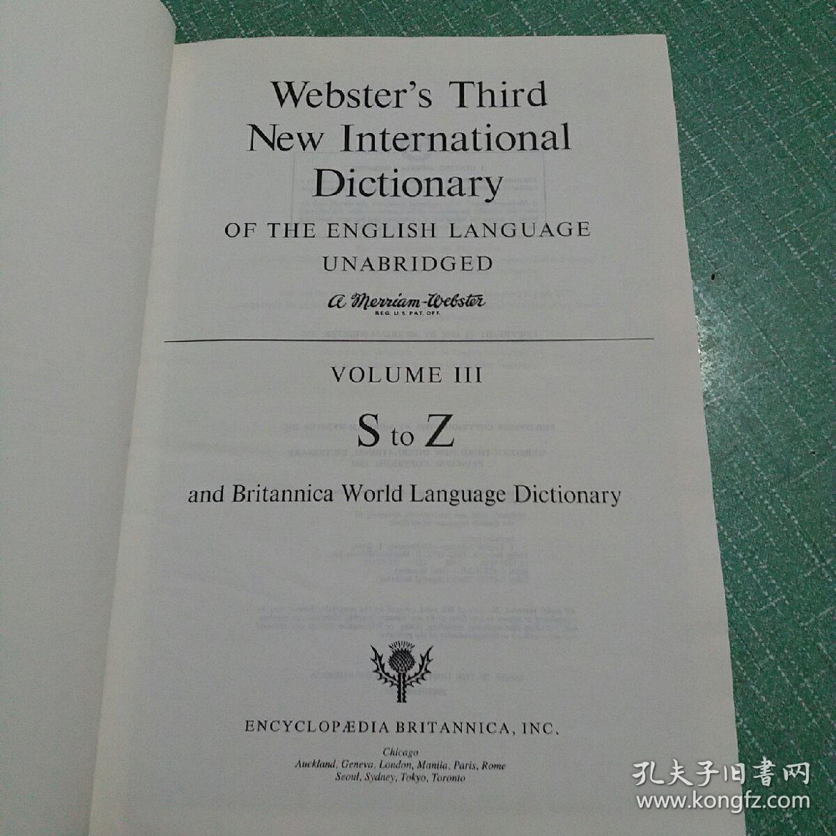 Websters Third New International Dictionary