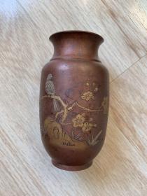 铜 花瓶 也可做笔筒 喜鹊登梅