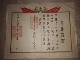 一九五〇年北京市立第五区琉璃寺国民小学毕业证书1950年