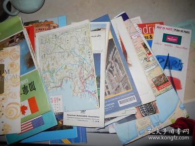 外国地图 旅游图 导览图 21张 美国、加拿大、plano de valencia\Rapallo\france\toronto\马六甲市区地图、香港、Detroit   、osaka\ roma\paris\madrid 等