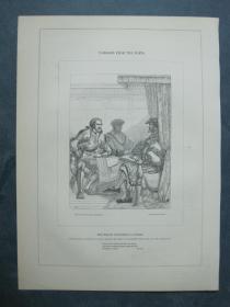 1850年 木口木刻 木版画 PASSAGES FROM THE POETS系列之3 《A DREAM CONCERNING LUTHER》 背面有文字