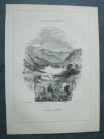 1850年 木口木刻 木版画 PASSAGES FROM THE POETS系列之14《THE HOME OF WORDSWORTH》背面有文字