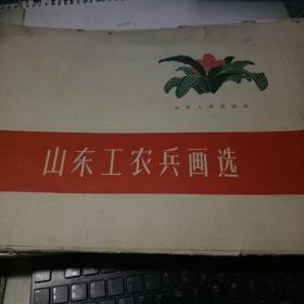 《山东工农兵画选》彩图活页22张全：（精品画册，1959年初版，8开本）有活页盒套