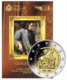 圣马力诺 2011年 意大利画家瓦萨里 2欧元 双金属 卡装纪念币