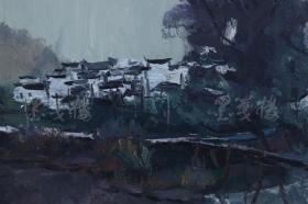 著名油画家、江西美协会员、新余市油画学会会长 严-冬-冰 2015年布面油画作品《静谧的夜》一幅 （作品直接得自于艺术家本人；绷框，尺寸50*60cm ） HXTX109434