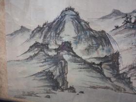 景色秀丽的手绘莲花山浅绛彩画